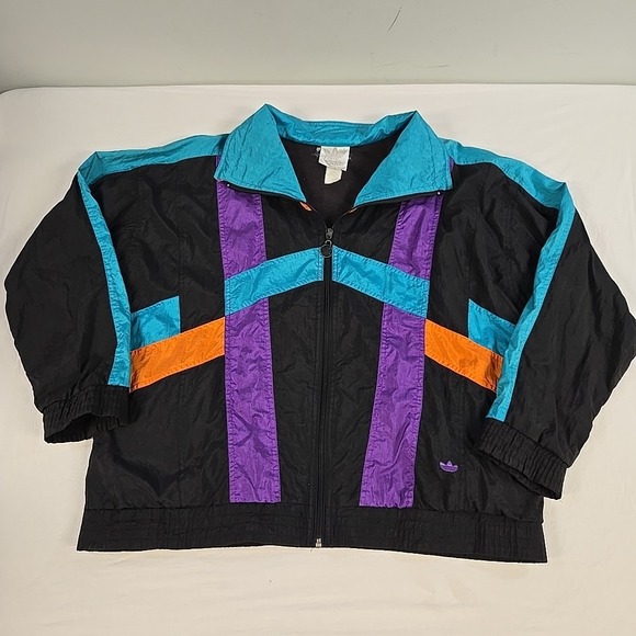 adidas Other - Vintage 80s Adidas Track Jacket Mens Size XL Purple Teal Orange Black Trefoil